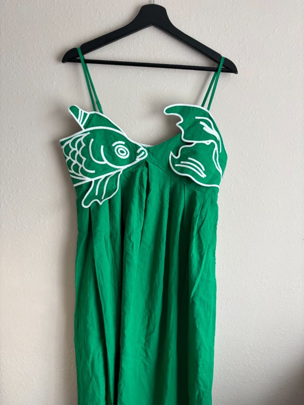 Embroidered Fish Semi-Sheer Cami Dress